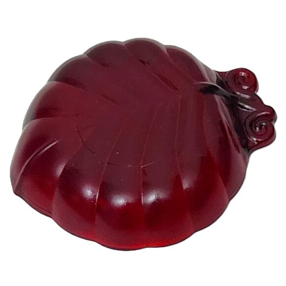 Roly Poly Royal Ruby Leaf Shape Art Deco MCM Dish/Ash Tray by Anchor Hocking - Picture 4 of 6